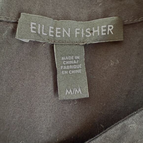 Eileen Fisher System Organic Cotton Tunic Black Rolled Sleeve Size M Minimalist - Picture 5 of 6